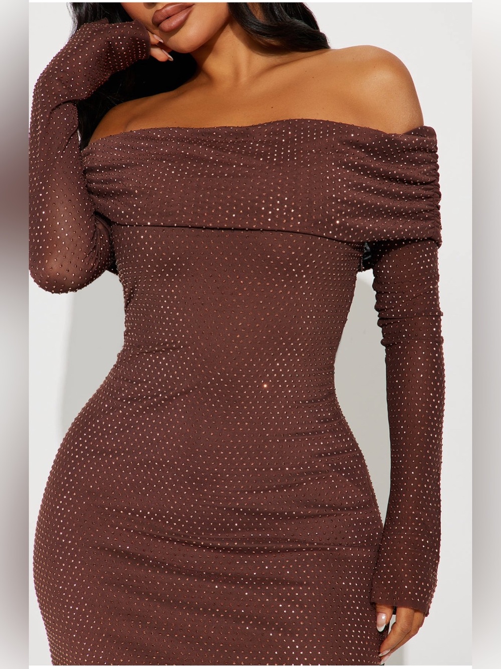Fashion Nova chocolate Mesh Grown